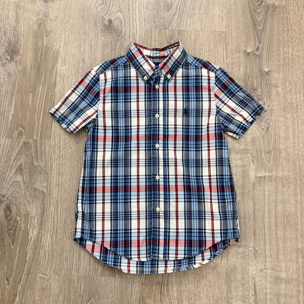 Ralph Lauren Short-Sleeve Plaid Button-Down Shirt Size 7
